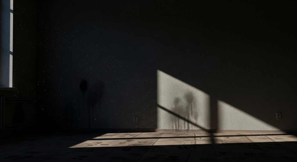 「姿のない痕跡が物語を生む静かな廊下の雰囲気を示す画像」