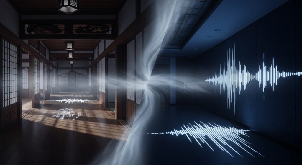 異なる音の雰囲気を光の揺れと影の響きで表現した画像