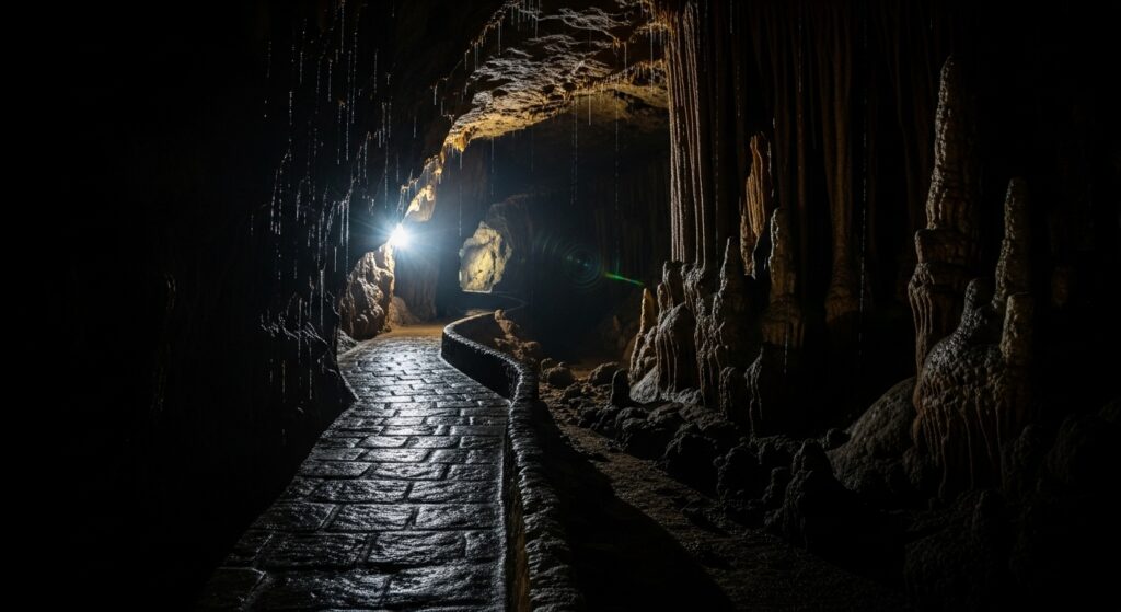 秋芳洞内部の静けさと神秘さを表現した画像